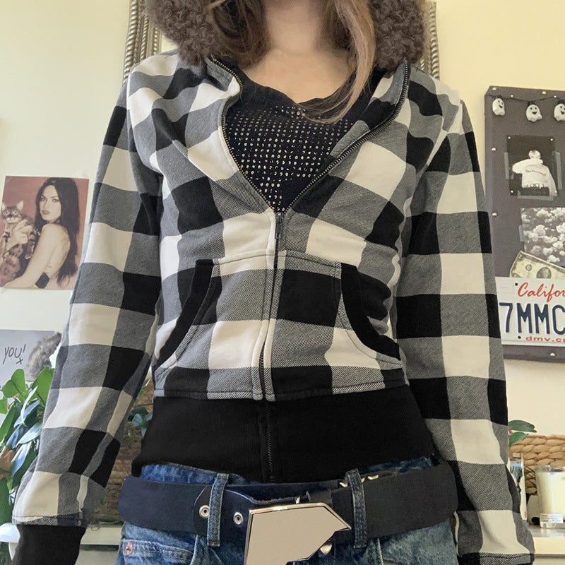 Women's Hooded Fur Collar Waist Zipper Coat