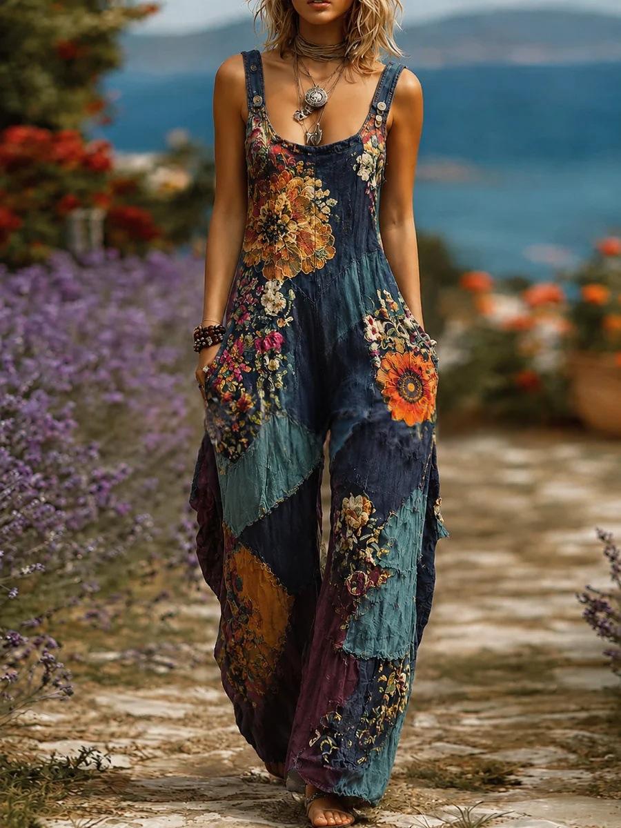 Floral Print Wide-Leg Jumpsuit for Women