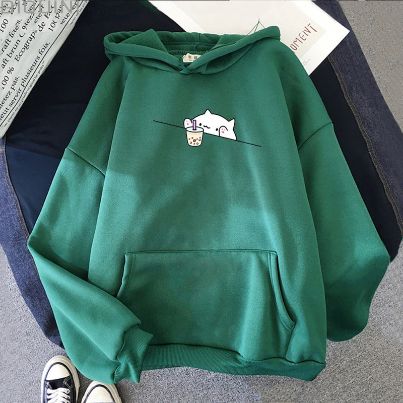 Cozy Streetwear Letter Print Women's Hooded Sweatshirt