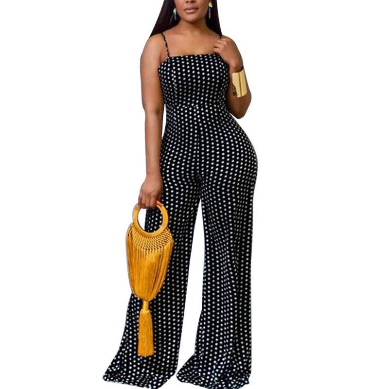 Chic Polka Dot Halter Wrap Jumpsuit