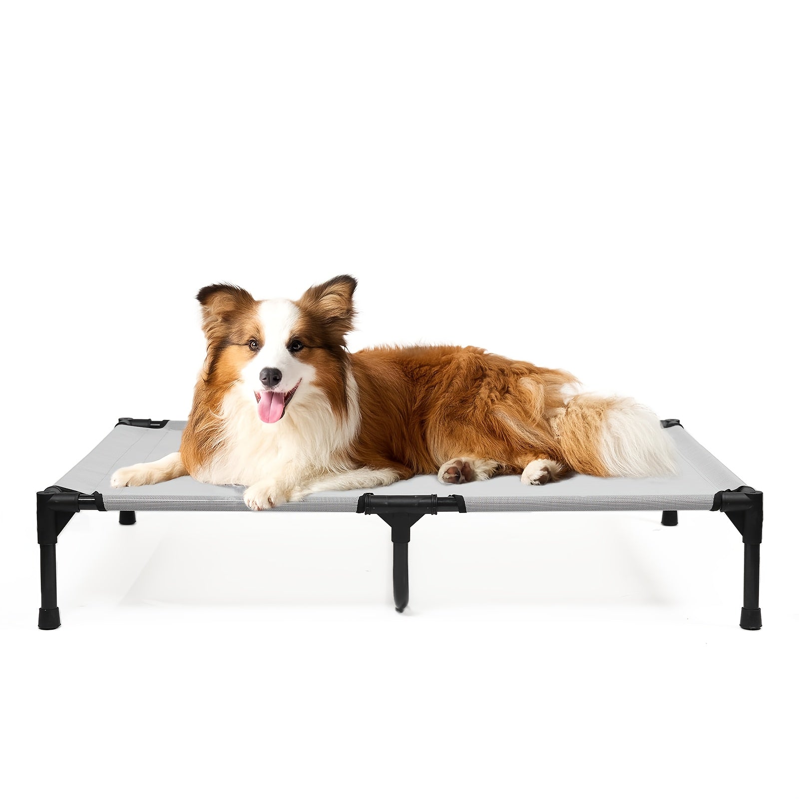 Large Dog Elevated Bed - Chew Proof & Cooling Outdoor Cot With Breathable Mesh (Heavy Duty For Yard, Camping, Patio) Pet Bed Couch, Durable Plastic Frame