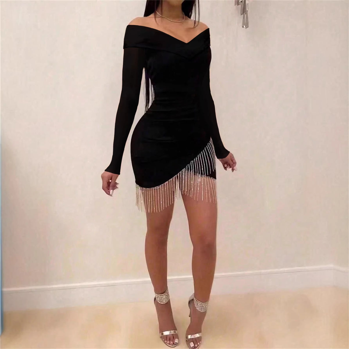Womens Black Off Shoulder Dress
