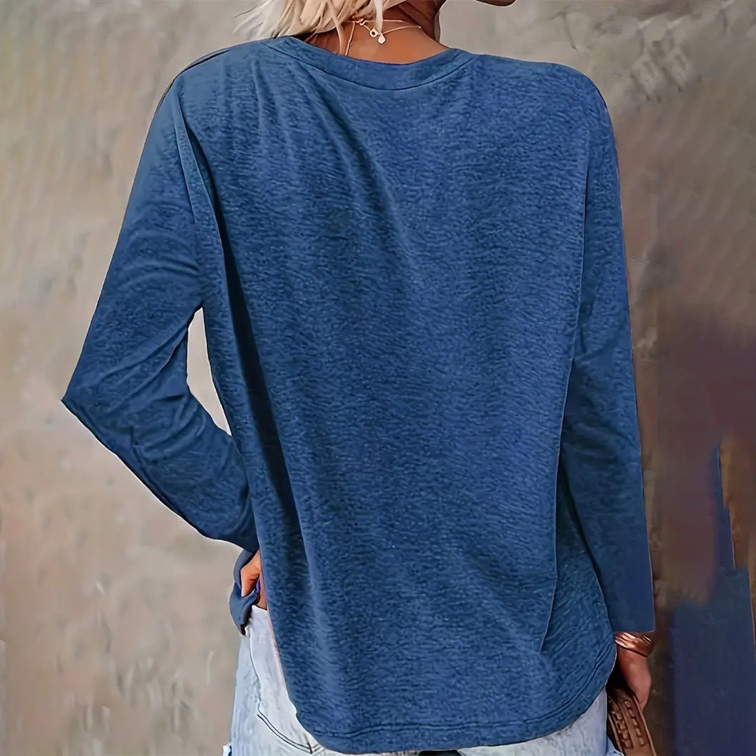 Festive Christmas Tree Print Long-Sleeve Casual Tee
