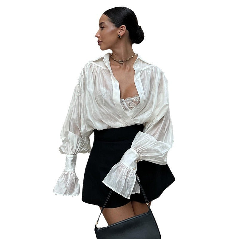 Women's Sweet Fresh And Loose Lantern Sleeve Shirt Top