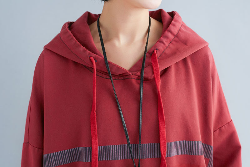Gradient Print Loose Hooded Sweatshirt Dress