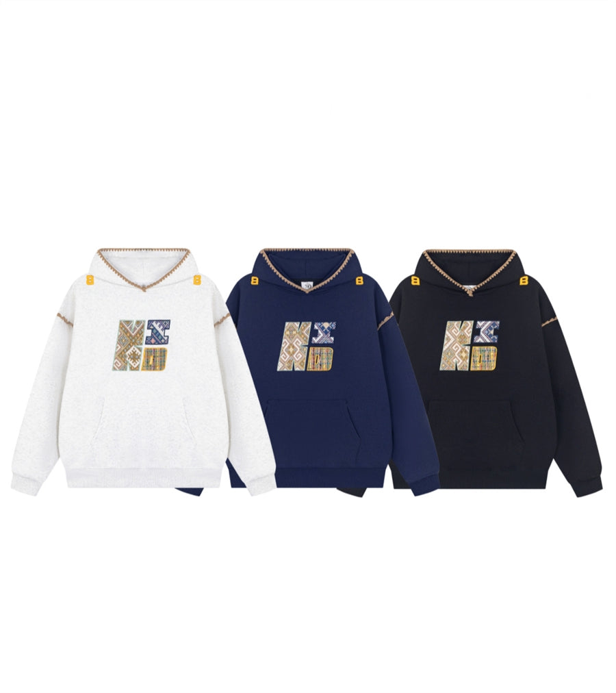 Retro Colorblock Stripe Stand Collar Hooded Coat