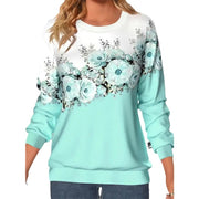 Women's 3D Floral Print Long Sleeve Pullover Sweatshirt