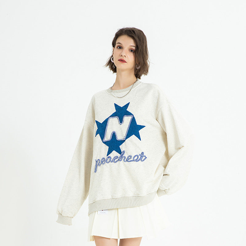 Men's Embroidered Drop-Shoulder Pullover Sweater Top