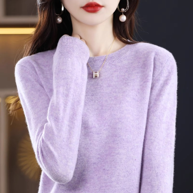 Round Neck Pure Wool Women's Sweater Loose Autumn and Winter