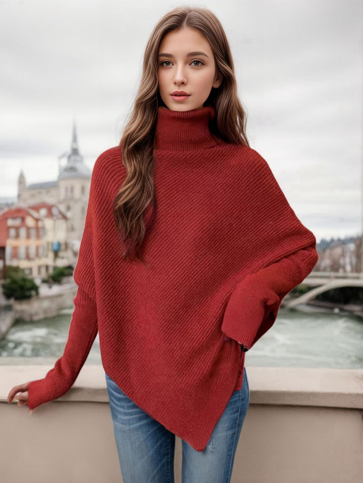 Irregular Outerwear Turtleneck Sweater Women's