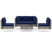 5pcs Outdoor Furniture Set Patio Rattan Chairs with Tempered Glass Coffee Table