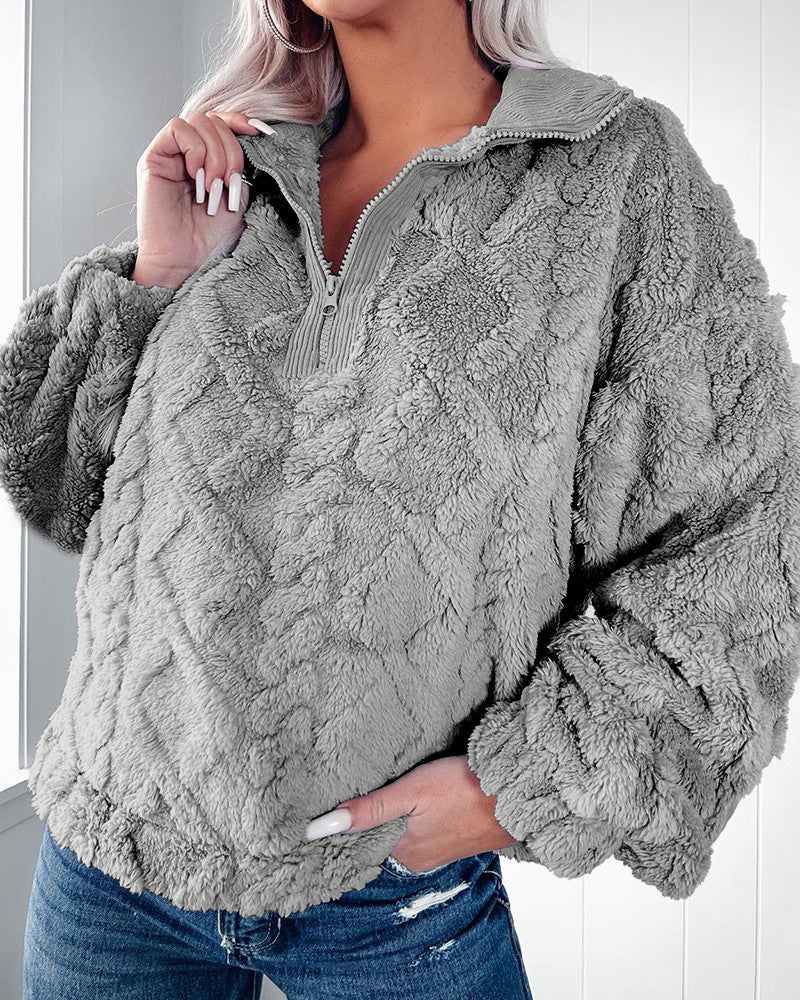 Cozy Half-Zip Fleece Sweatshirt for Women