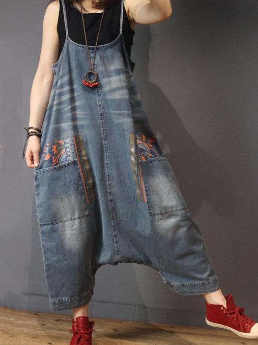 Casual Denim Bib Overalls for Women
