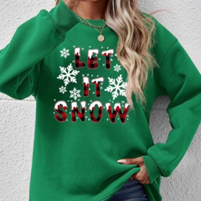 Women's Casual Digital Print Round Neck Sweater