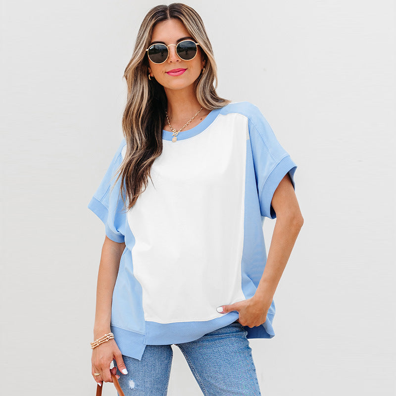 Vibrant Multicolor Short-Sleeve Top – Trendy Casual Cotton Shirt