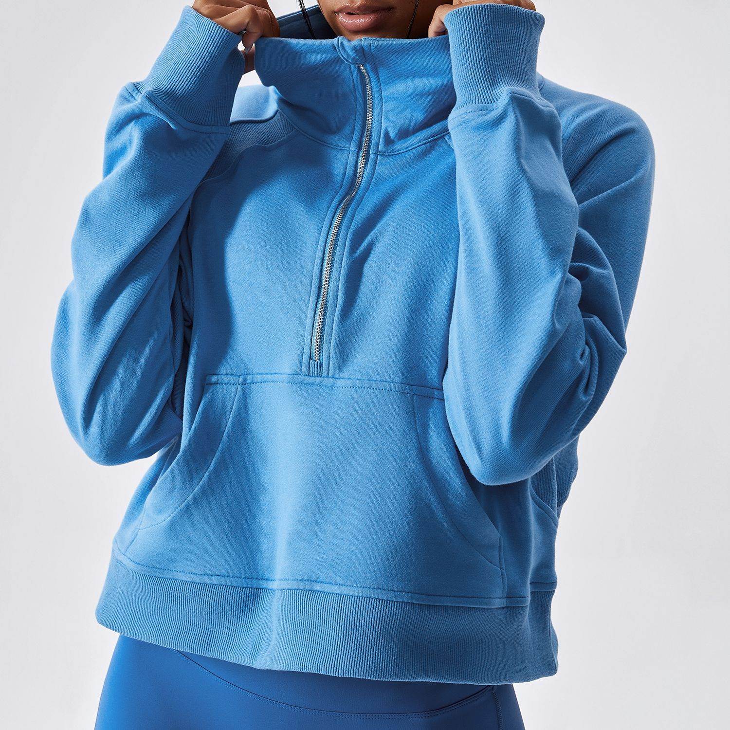 Women's Half-Zip Cotton Pullover Long-Sleeve Jacket