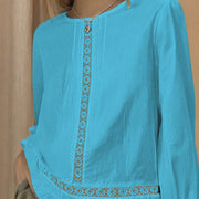 Casual Versatile Solid-color Top New Womens Long-sleeve Loose-fit Shirt