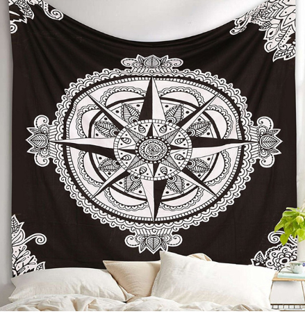 Printed Home Tapestry Black and White with Wall Hanging Beach Towel Beach Blanket