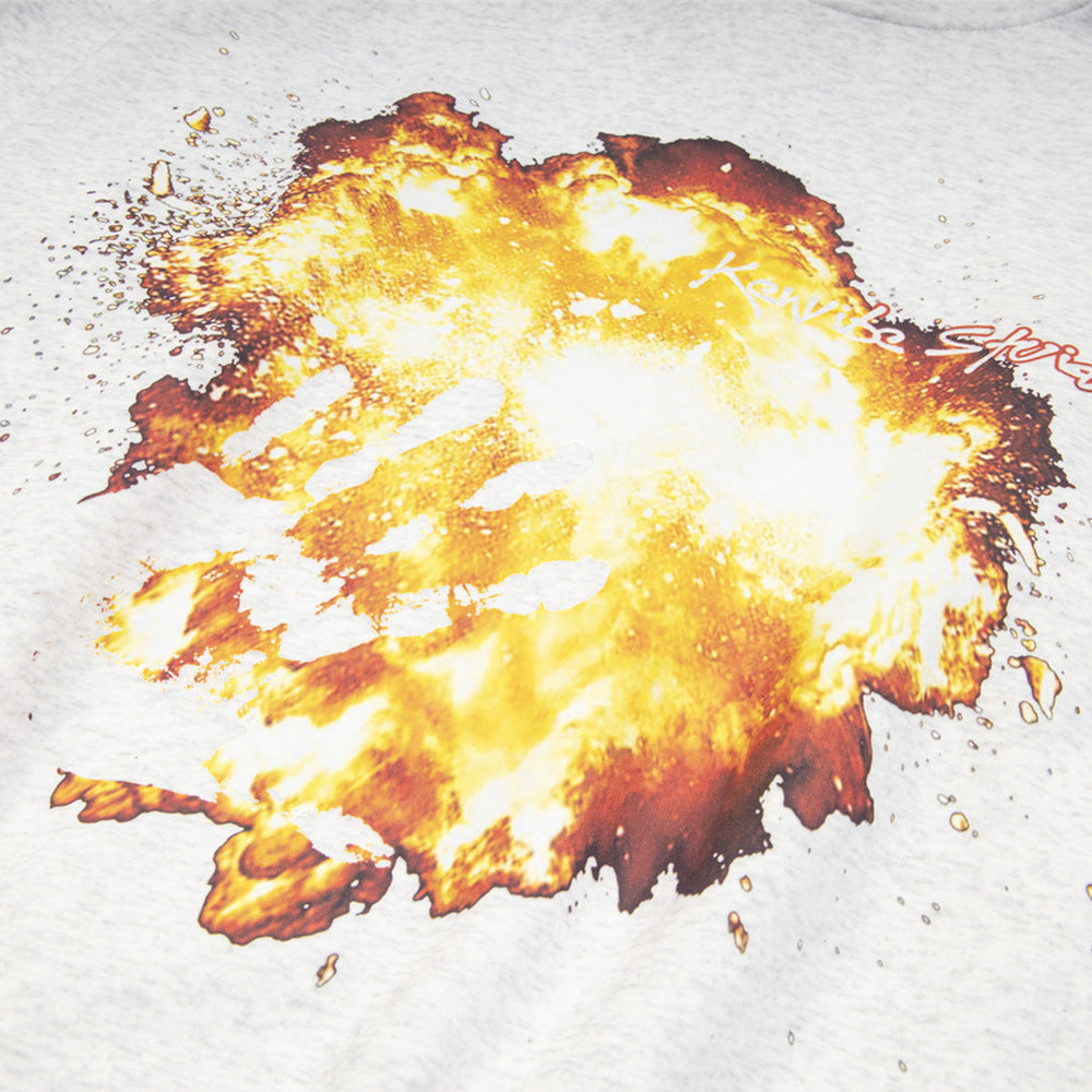 Unisex Flame Print Streetwear Hoodie | Casual Loose Pullover