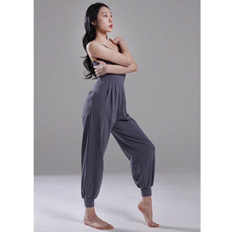 Sleeveless Ankle-Tied Yoga Romper for Fitness & Running