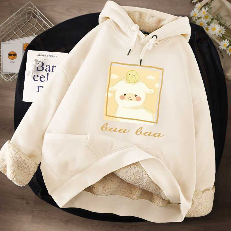 Plush Lamb Cashmere Hooded Sweatshirt