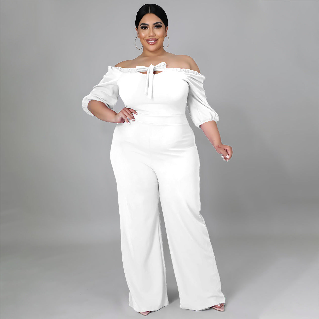Women's Plus-Size Off-the-Shoulder Tube Jumpsuit