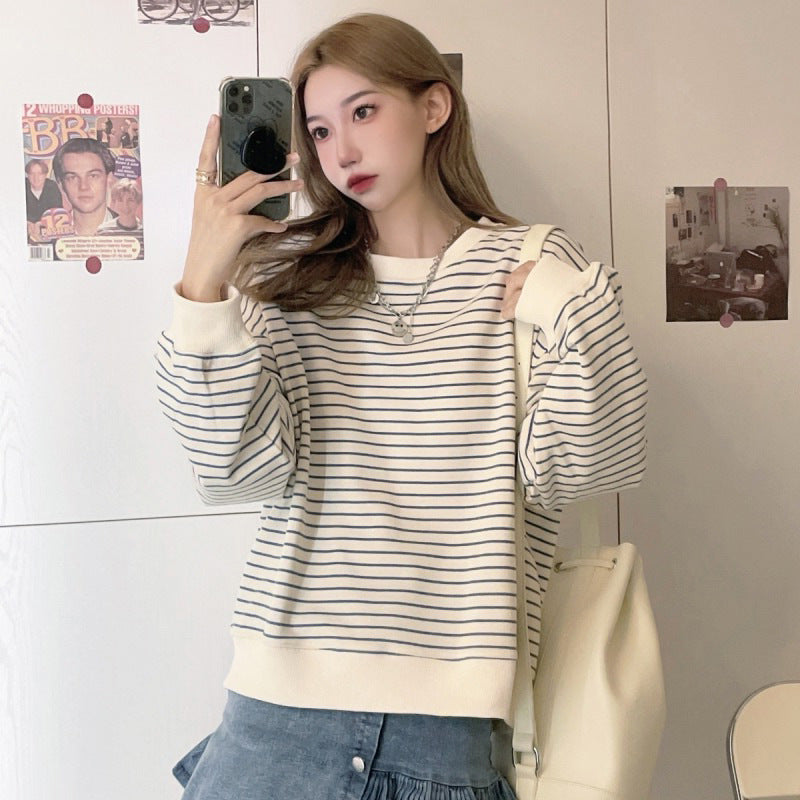 Korean Chic Striped Loose Pullover Sweater