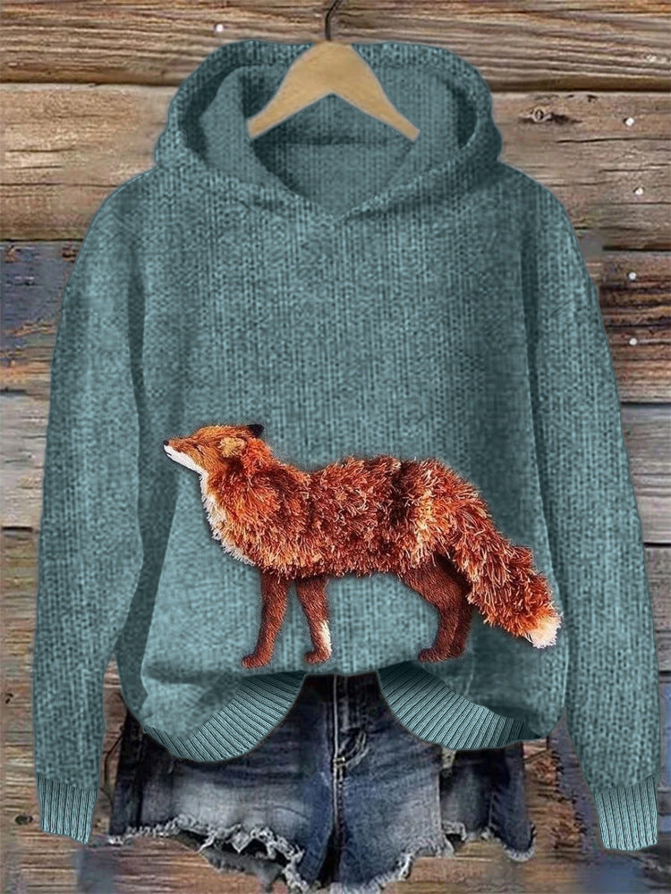 Cozy Animal Print Hooded Sweatshirt for Women