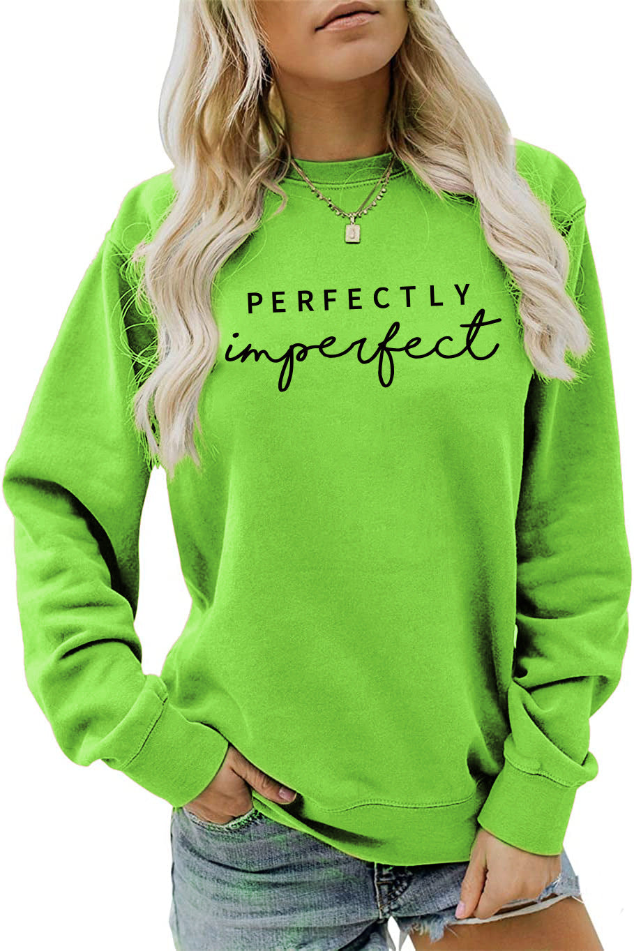 PERFECTLY Imperfect Women's Round Neck Long Sleeve Sweater