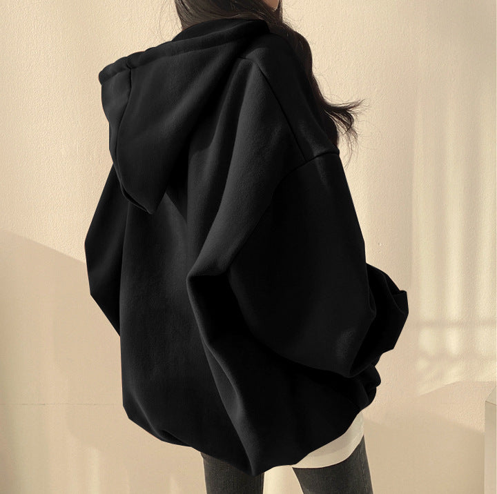 Women's Fleece-Lined Zip Hoodie Pullover Sweater