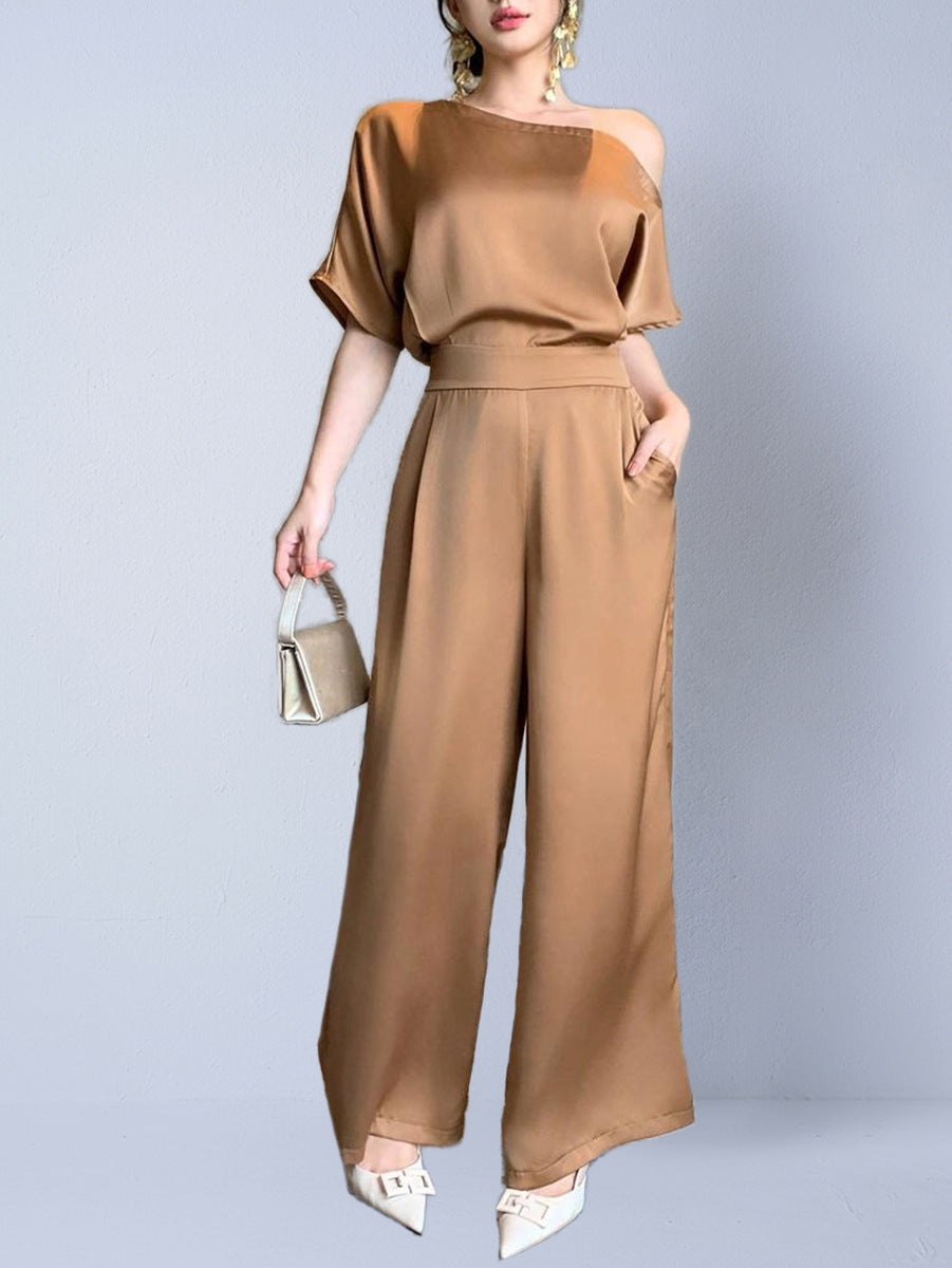 Silky Asymmetrical Elegant Women's Jumpsuit