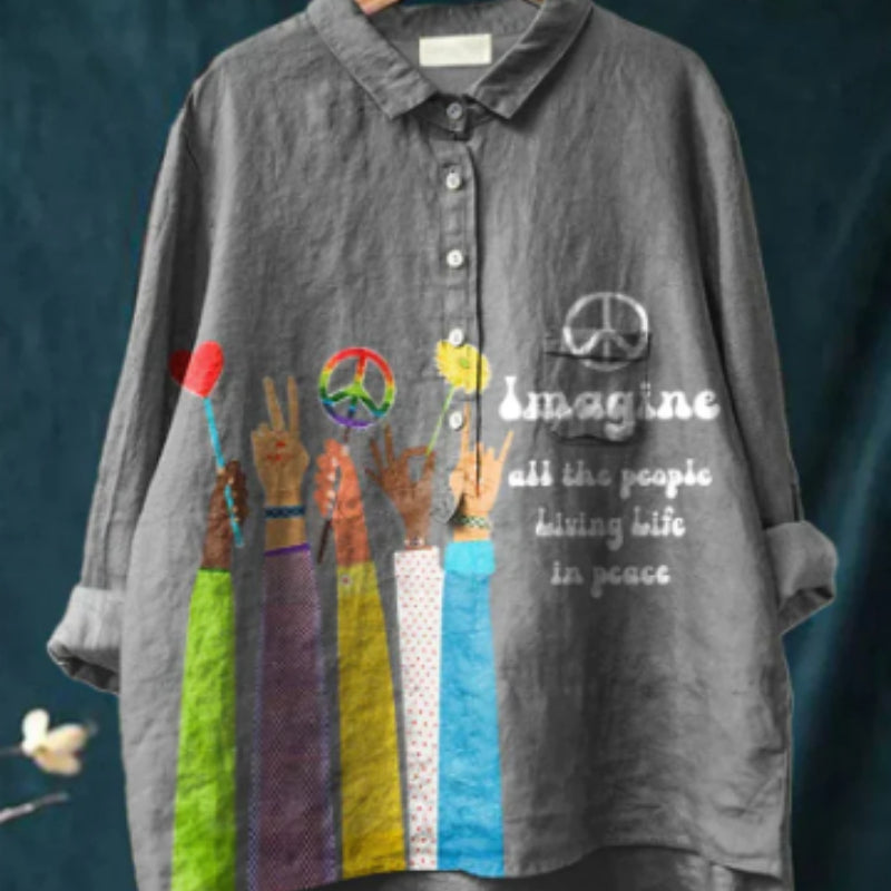 Casual Long Sleeve Shirt Print