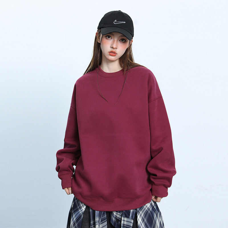 Cozy Loose Long-Sleeve Couple's Pullover Sweatshirt