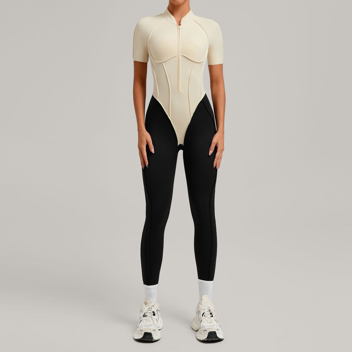 Color Block Athletic Yoga Jumpsuit for Women