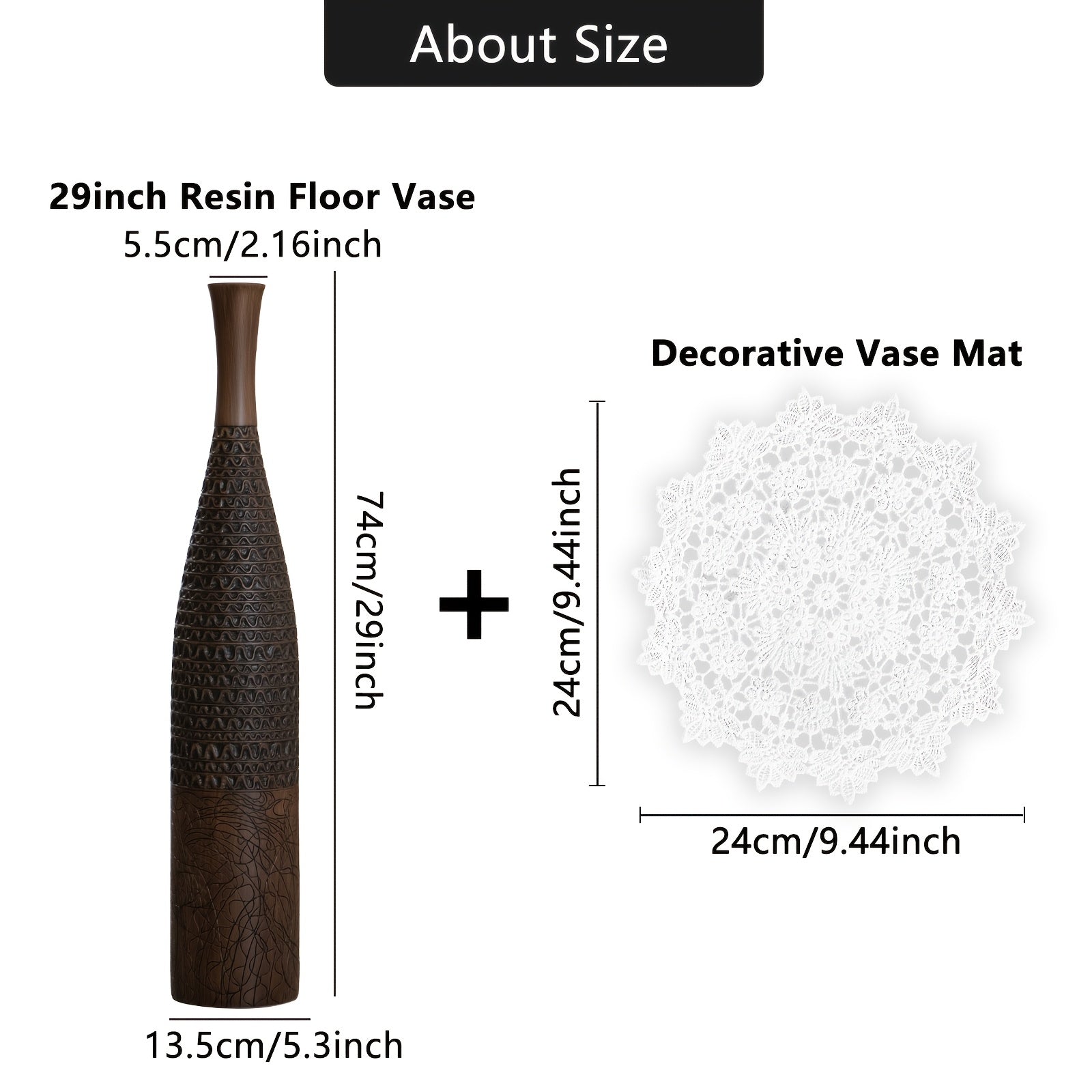 Extra-large resin floor vase with wavy pattern design