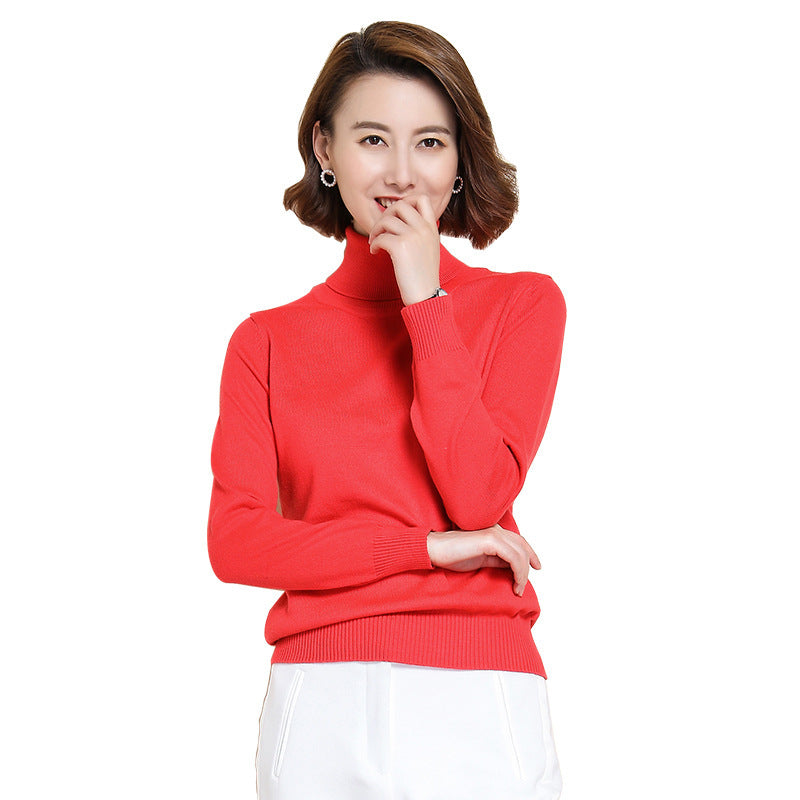 Womens Turtleneck Pullover Sweater Loose-fit Knitwear