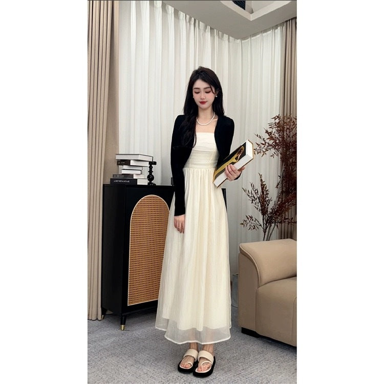 French Vintage Slim-Fit White Slip Dress