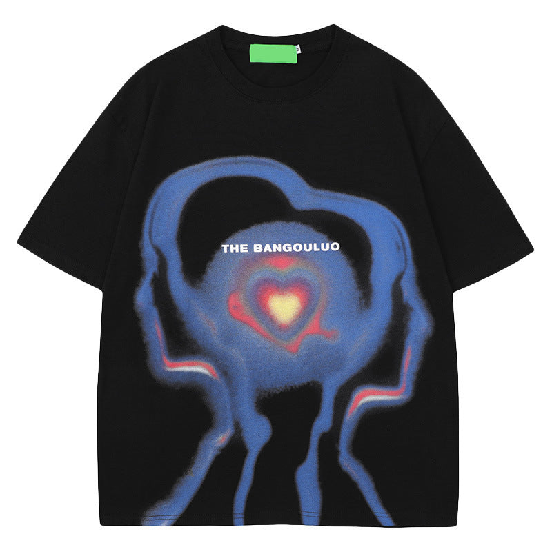 3D Alien Print Casual Loose Short Sleeve T-Shirt