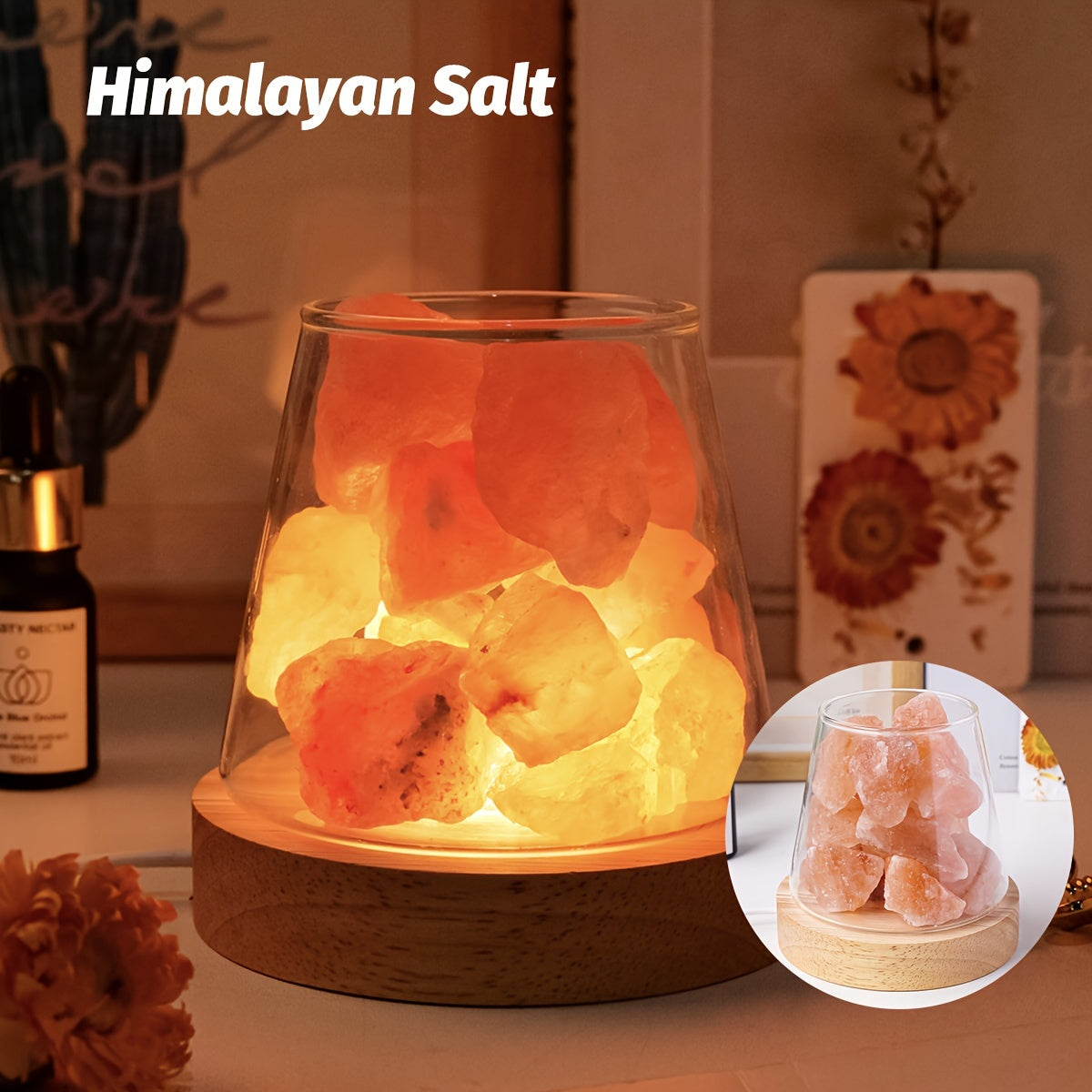 1pc Natural Crystal Aroma Stone Diffuser Stone Demagnetising Bowl Lamp Ornament Home Bedroom Night Light Companion Gift Essential Oil Not Included