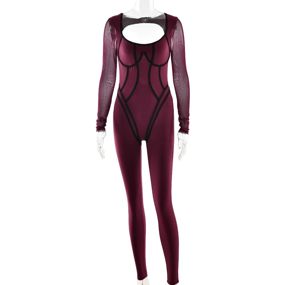 High-Stretch Long-Sleeve Sports Jumpsuit for Women