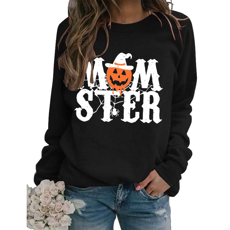 MOM STER Cute Graphic Long Sleeve Pullover Sweatshirt