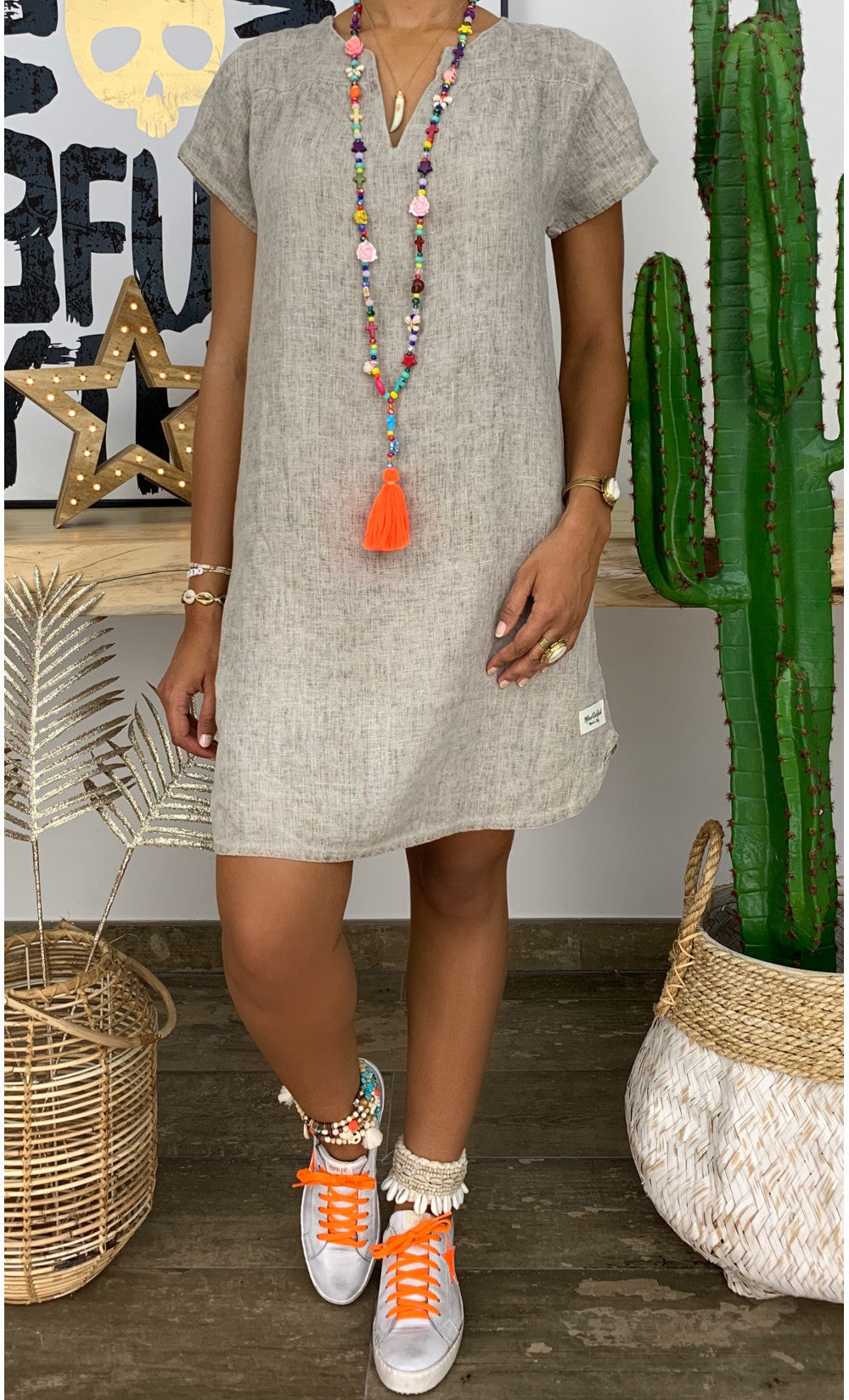 New Amazon Wish Hot Spring Summer Loose Skirt Short Sleeve V-neck S…