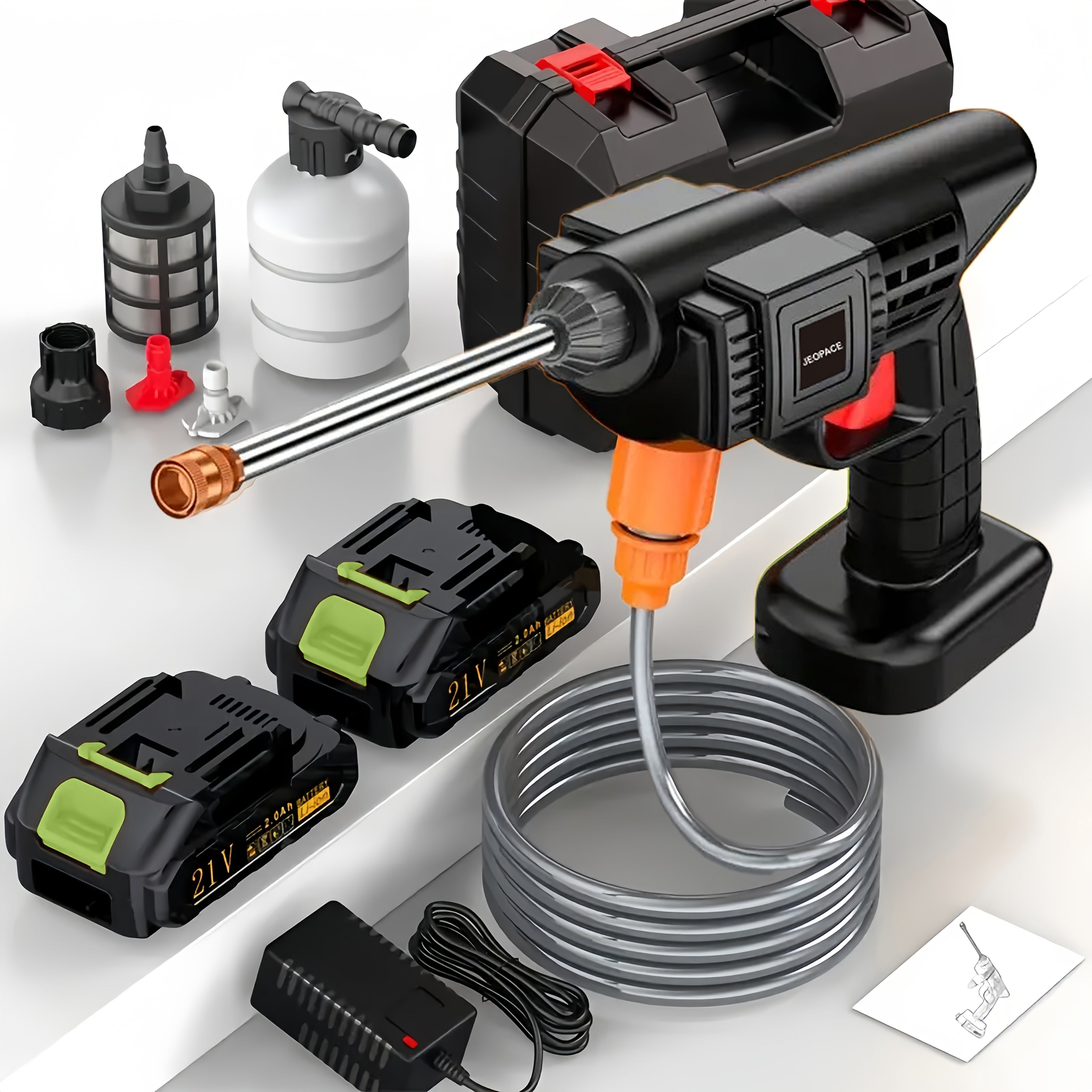 110V Cordless Pressure Washer with Quick‑Connect Hose and Nozzle, Heavy‑Duty Portable Power Washer for Cars, Yards and Gardens – Includes 1 Battery