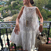Womens Lace Sleeveless Sheer Baby-doll Dress