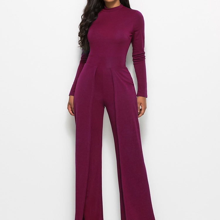 Elegant Long Sleeve Wide Leg Jumpsuit