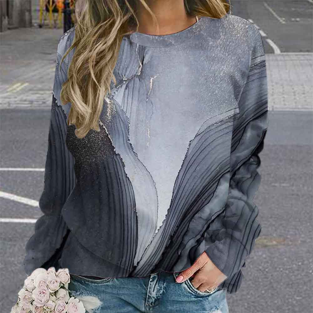 Women's Retro Tie-Dye 3D Digital Print Pullover Sweater