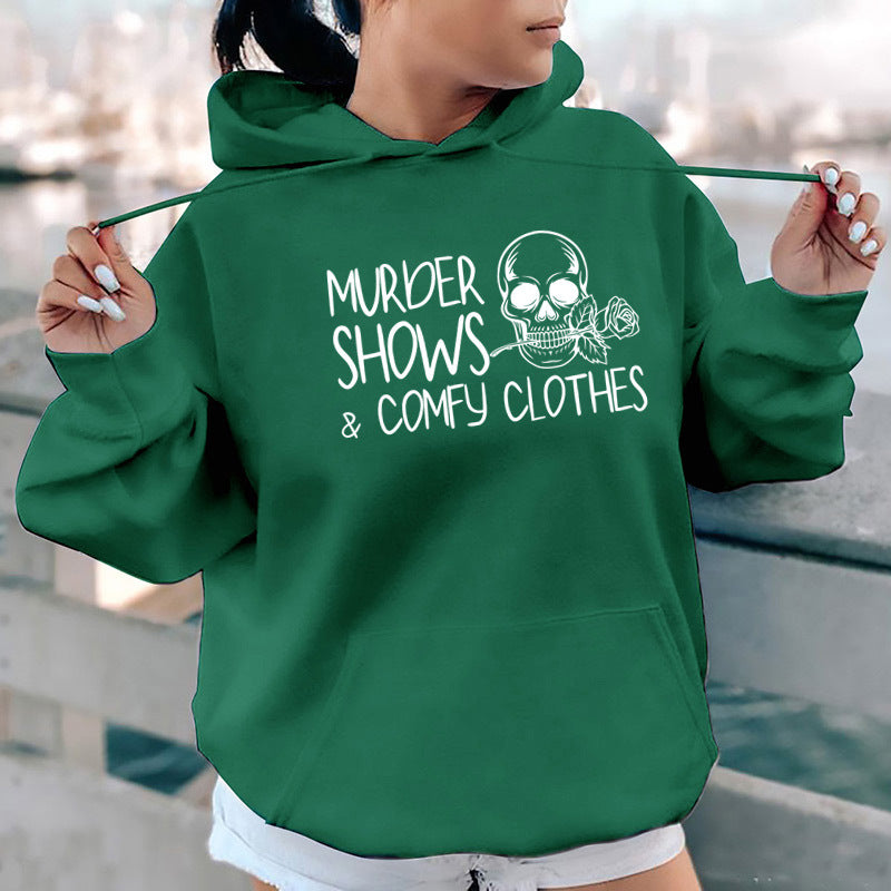 Cozy Fleece Letter Print Casual Hoodie for Women