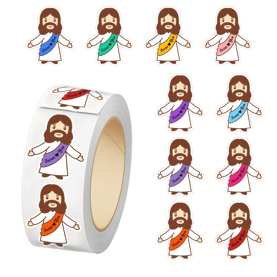 500‑Piece 'Jesus Loves You' Sticker Set – Religious Labels for Gift Packaging, Journals & Scrapbooking