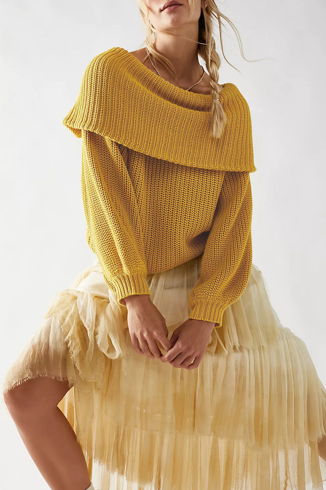 Loose Off Shoulder Pullover Top Sweater