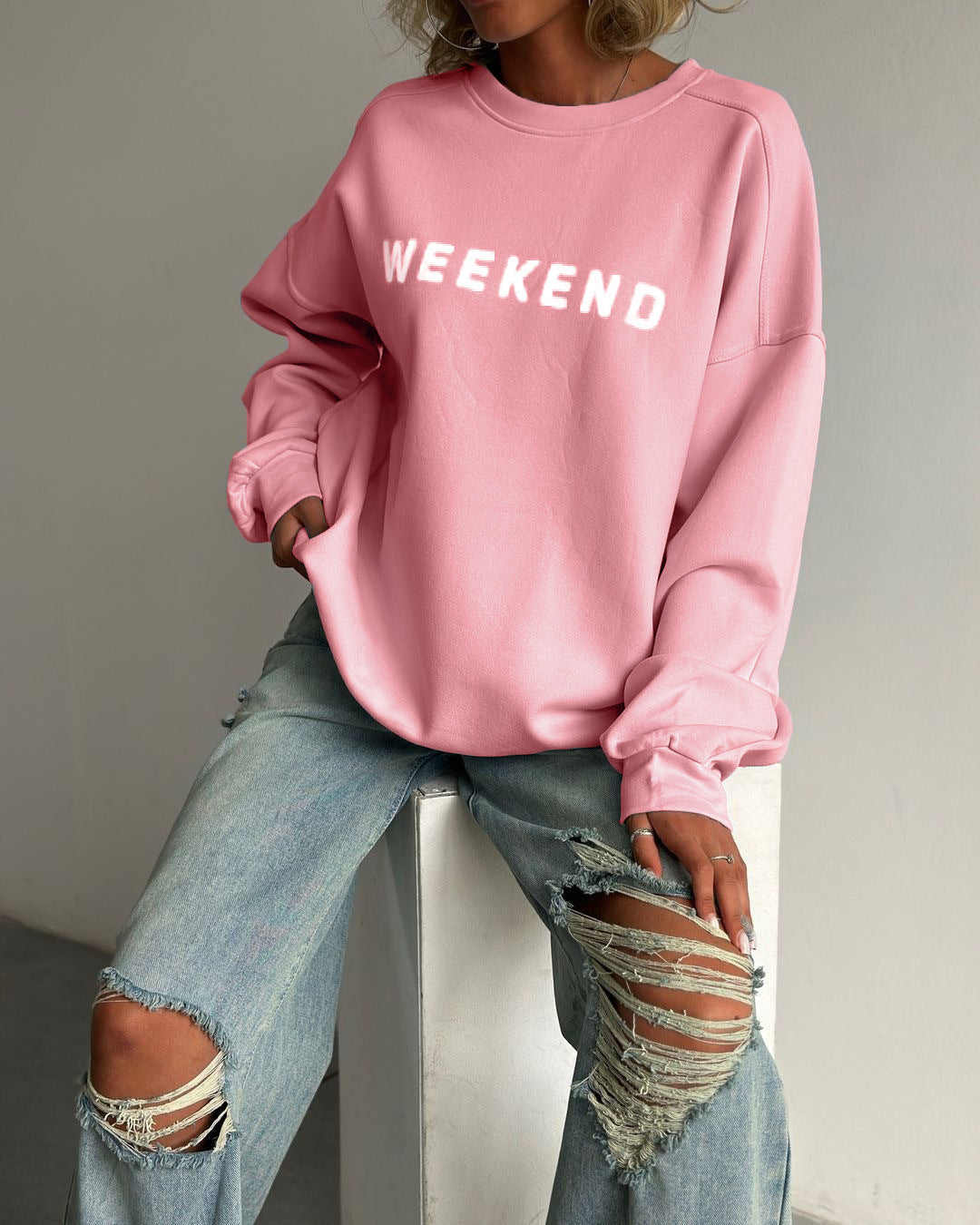 Cozy Women's Printed Long Sleeve Thick Pullover Sweatshirt
